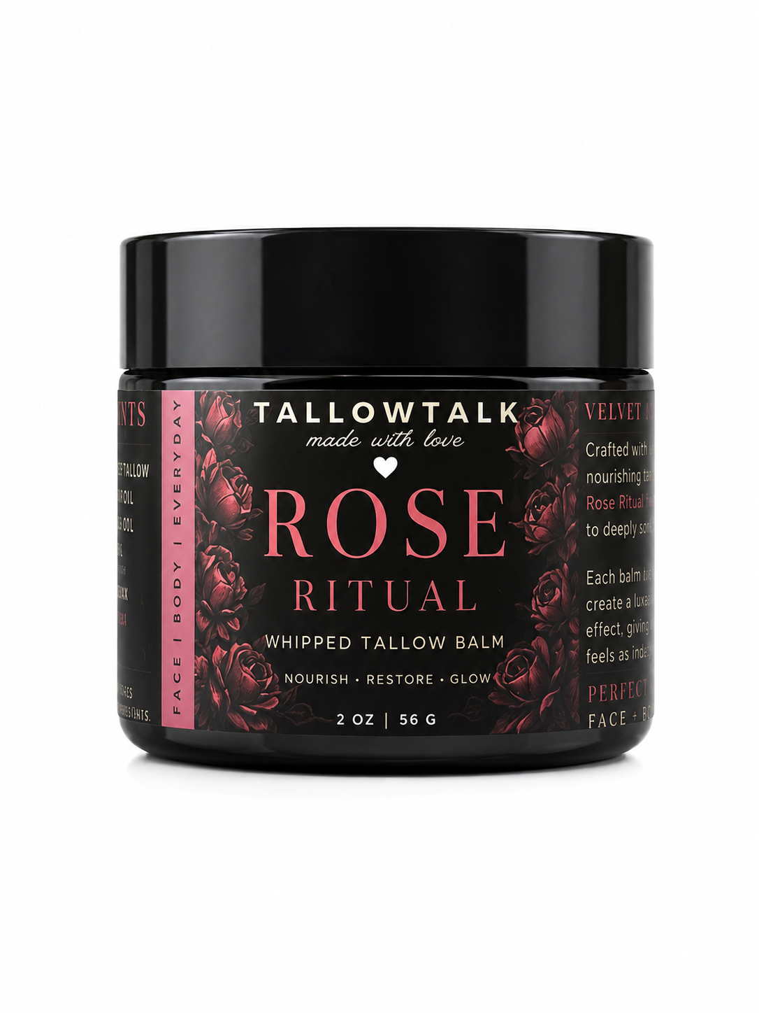 Rose Ritual Whipped Tallow Balm | Rose Clay + Rose Essential Oil