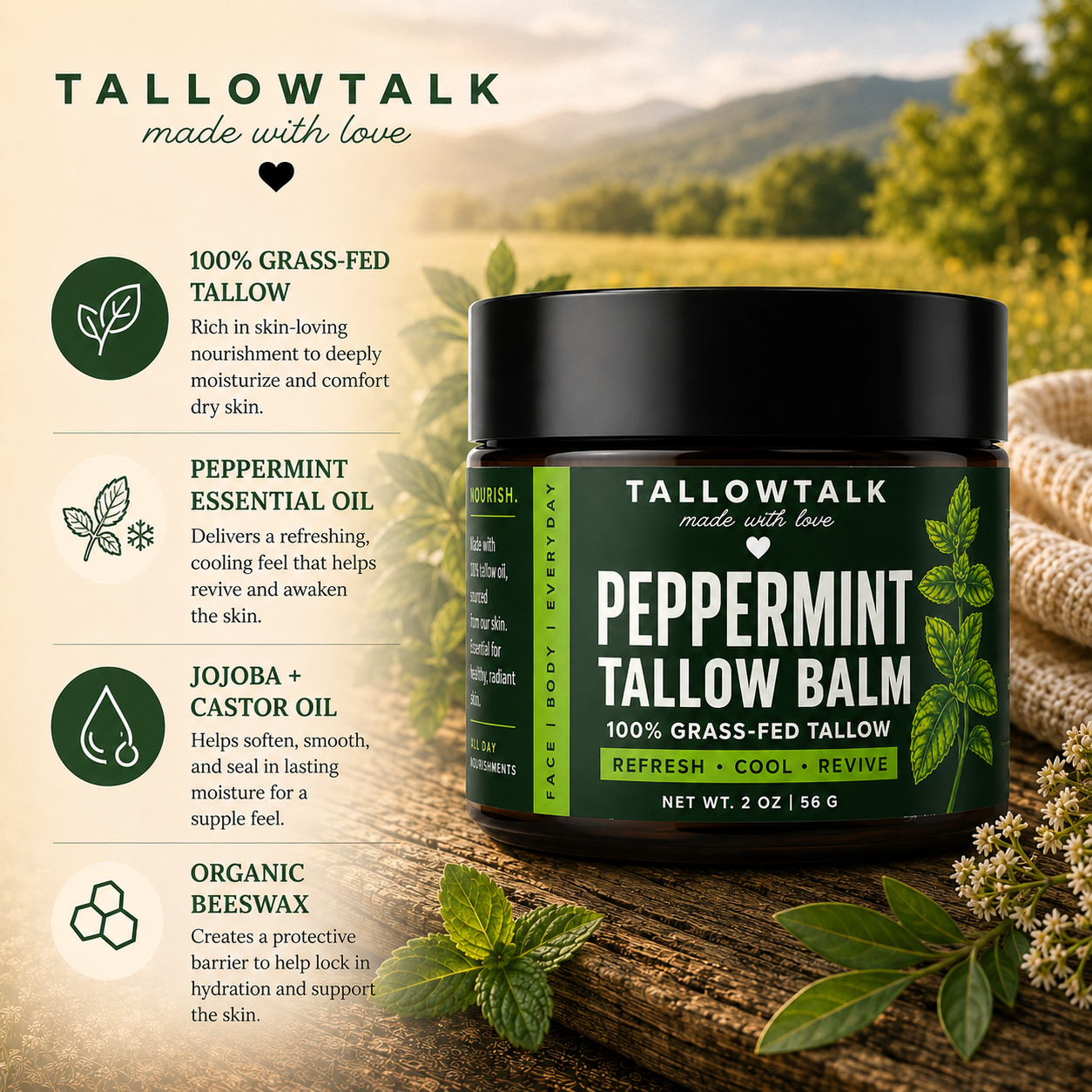 Peppermint Infused Tallow Balm