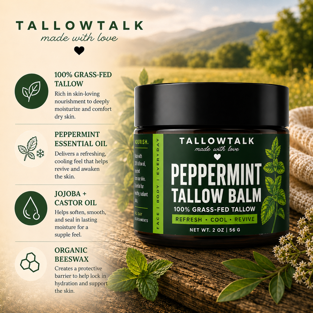 Peppermint Infused Tallow Balm
