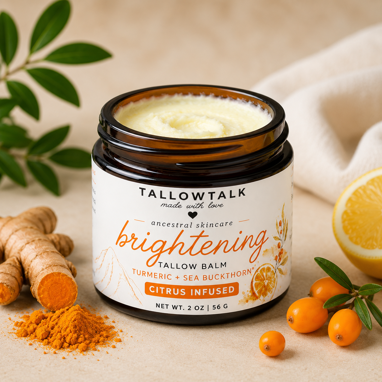 Brightening Tallow Balm — Turmeric + Sea Buckthorn + Orange